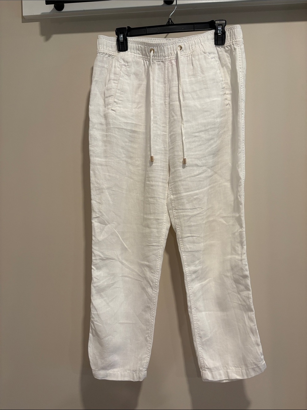 Lilly Pulitzer White Linen Drawstring Pants
